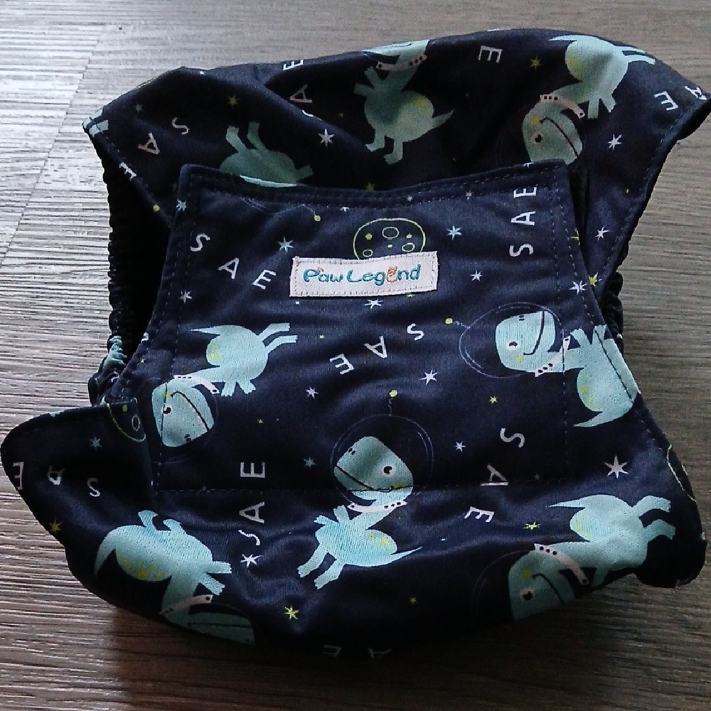 Paw Legend blue dinosaur male reusable diaper bellyband  NWOT Sz M Waist 15"-17"